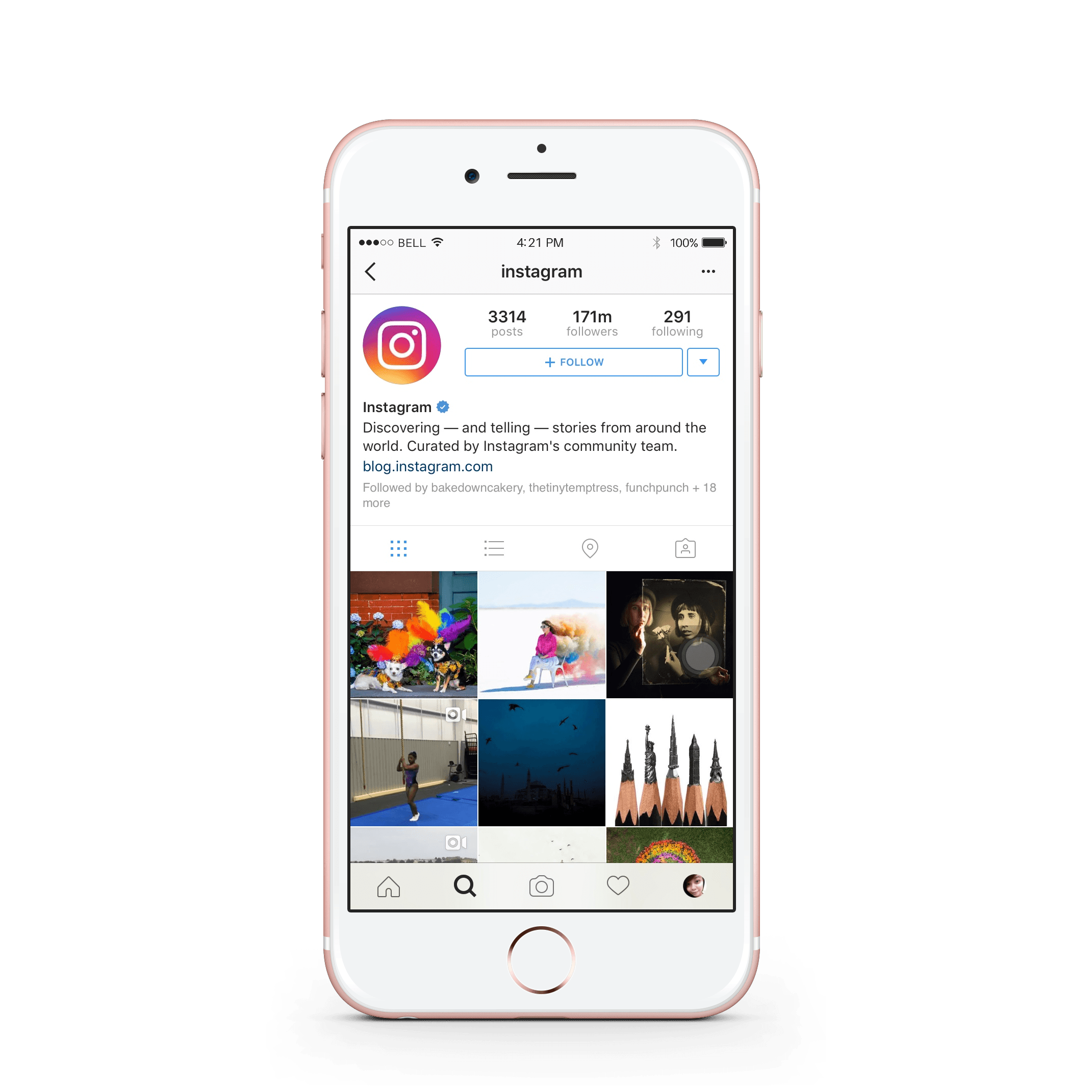 Imagem de um celular conectado ao Instagram